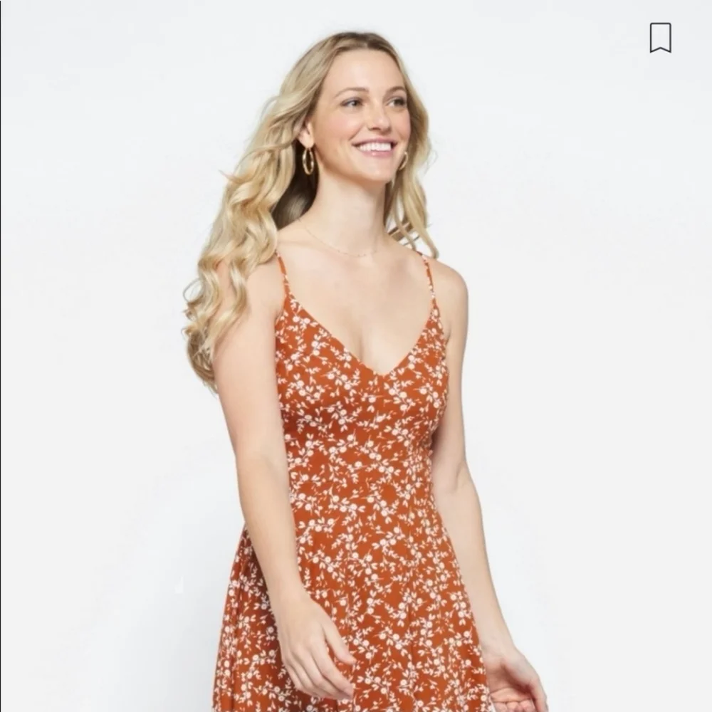 The General Good Floral Orange Dress Crisscross Strappy Size Large NWOT - Picture 5 of 16